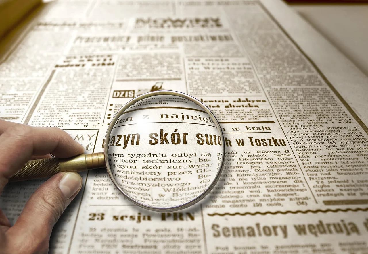 Newspaper page under a magnifying glass representing the ZachXBT influencer payola leak investigation