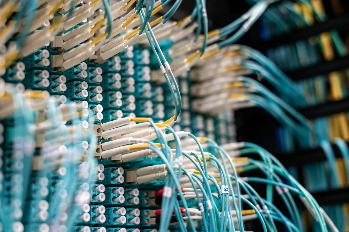 Blue cables connected to a data center system block, the kind of small VPS this monitor runs on. Photo by Brett Sayles on Pexels.